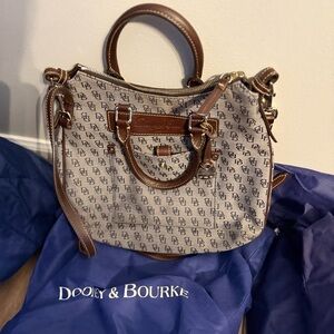 Dooney & Bourke Monogrammed Brown and Tan Satchel